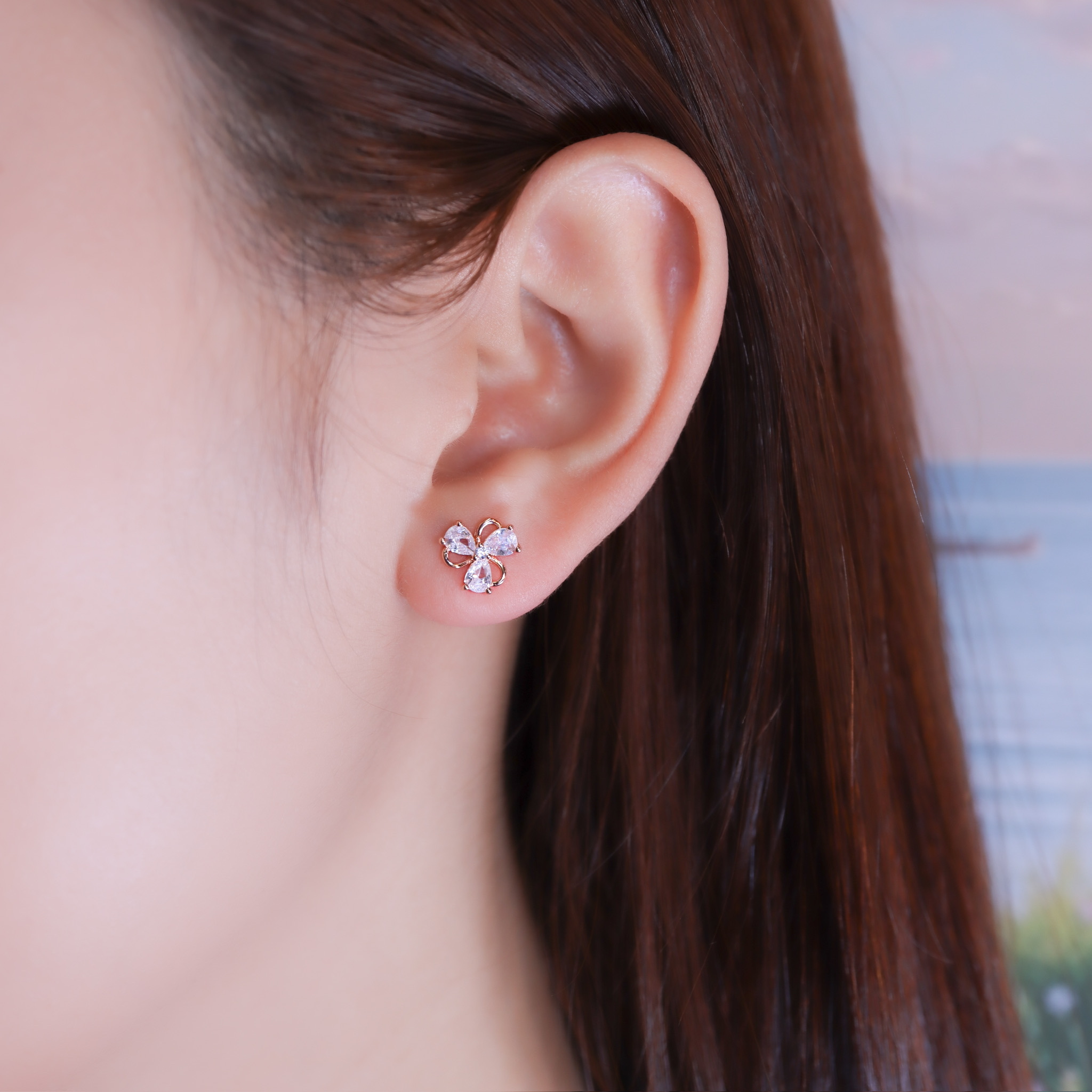 | 925純銀・白金・玫瑰金 | 小幸福風車耳環 (銀/玫瑰金) | EA1138 |