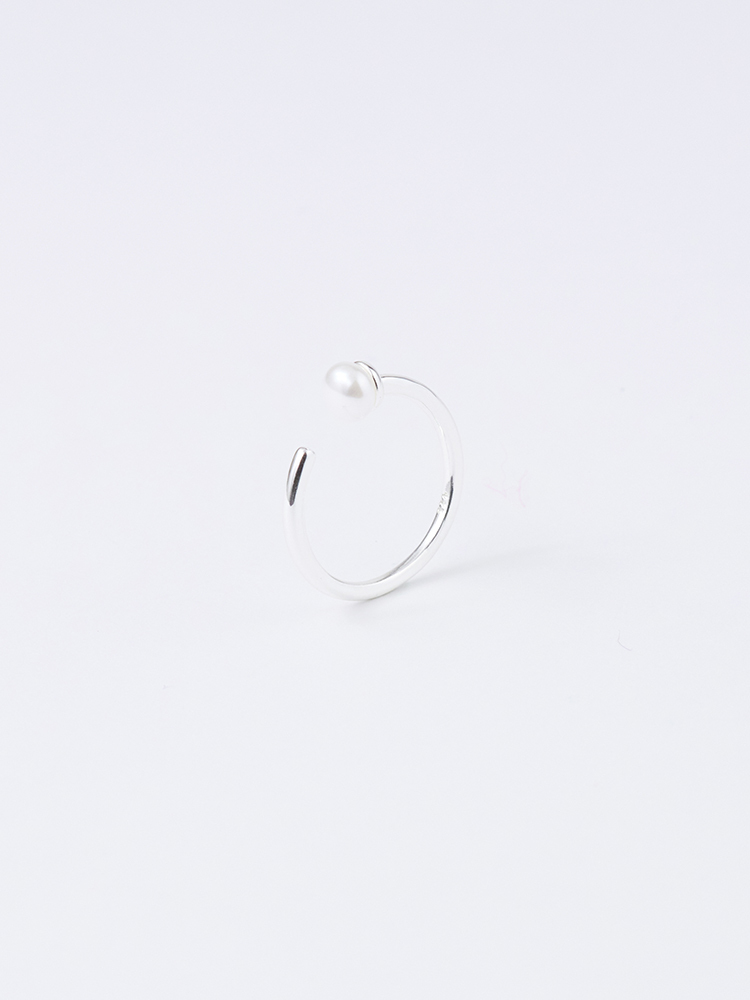 925純銀單邊珍珠切口戒指