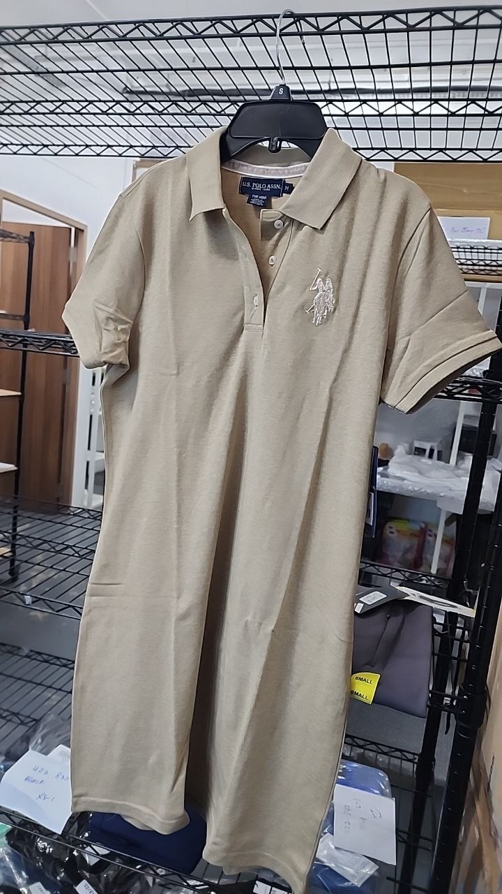 [S] US POLO ASSN MILK TEA MULTI TONAL MINI POLO DRESS, 216433ZH-CMHR (SZZ1130)