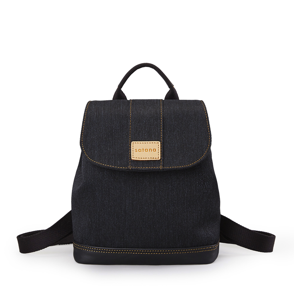 Denim 磁釦式小後背包-丹寧黑