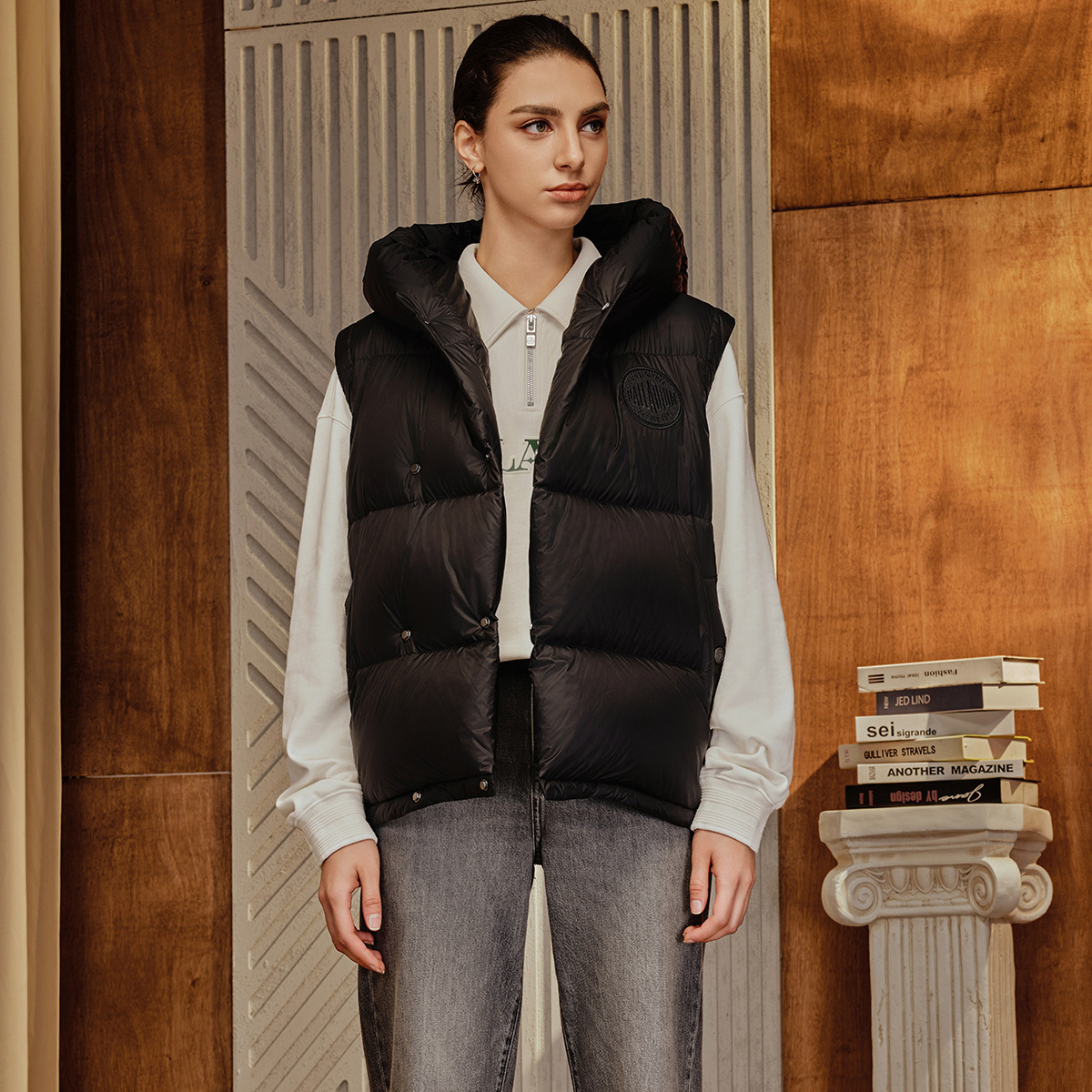 女裝 PALLADIUM LOGO 連帽羽絨背心