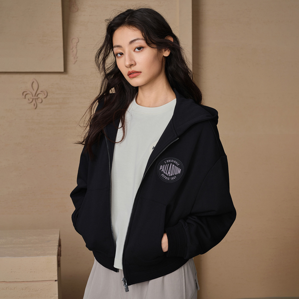 女裝 PALLADIUM LOGO 落肩連帽外套