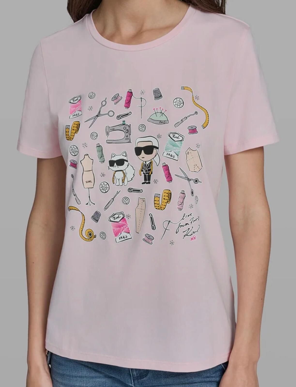 Karl Lagerfeld 女裝滿版圖案 Tee (粉) KL16