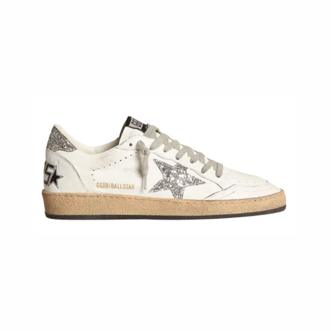 1FF0101-602 [GOLDEN GOOSE] Women's Ballstar White Silver Glitter Sneaker & Slip-On White (SS26) #GWF00117 F003773-11325 (S-EU-E)