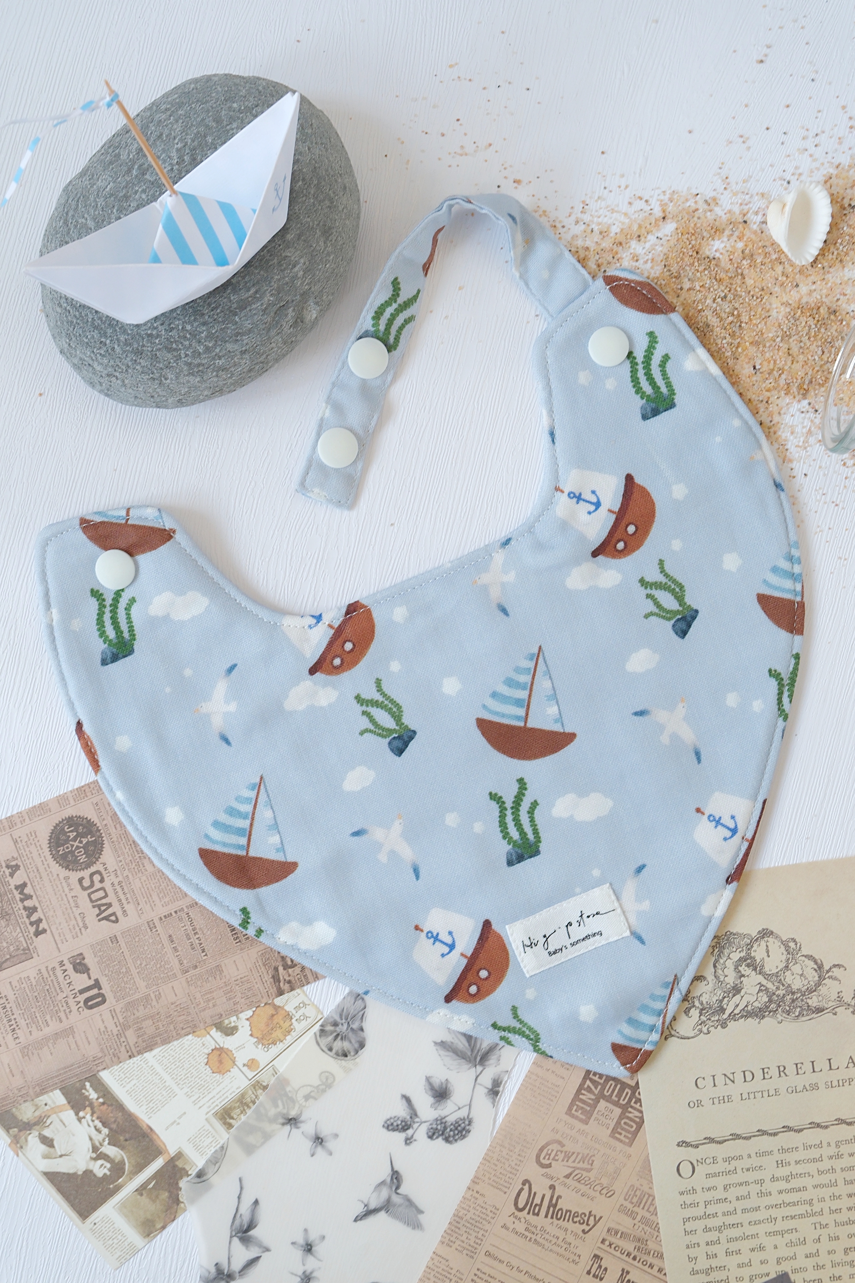 Hi Y.P store-手作圍兜-雙面三角兜-航海日記