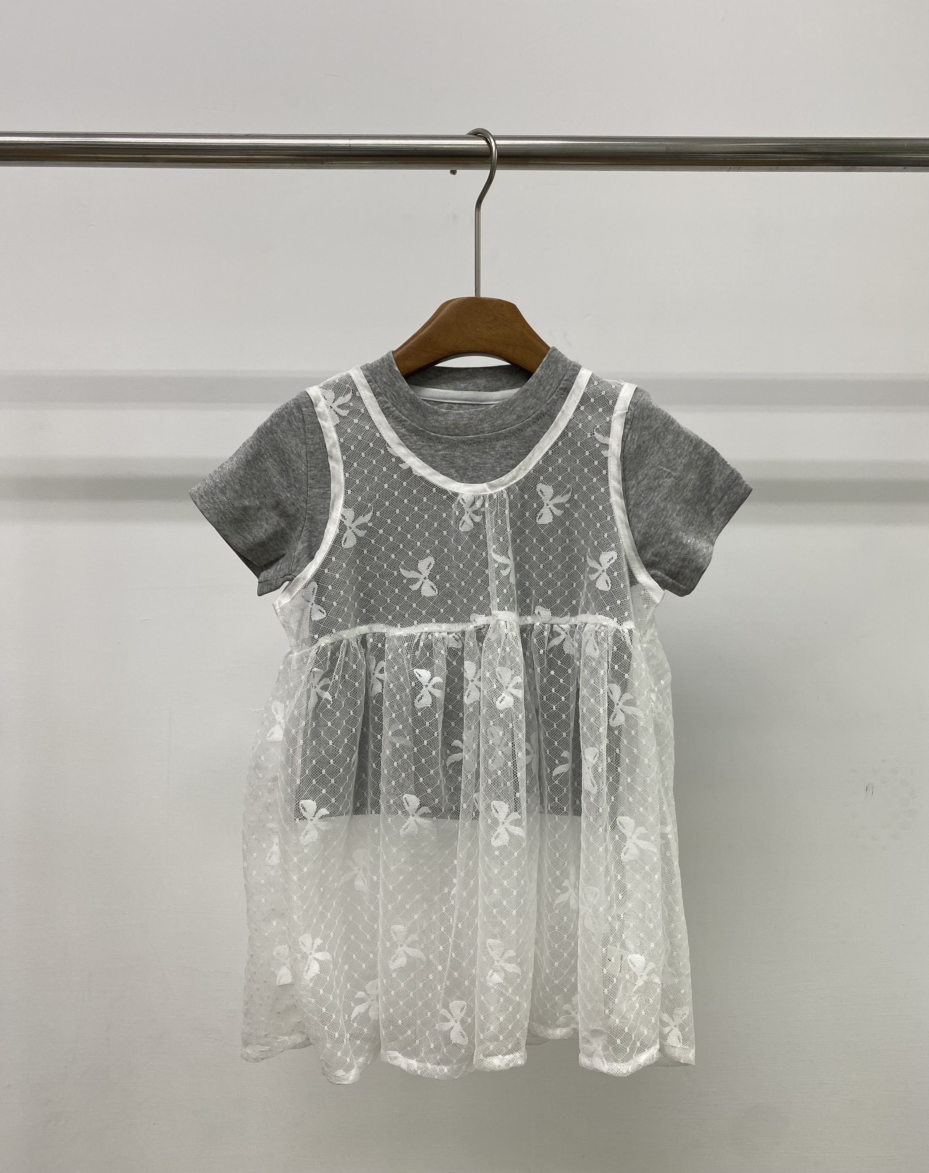 A04762蕾絲點點蝴蝶結兩件套