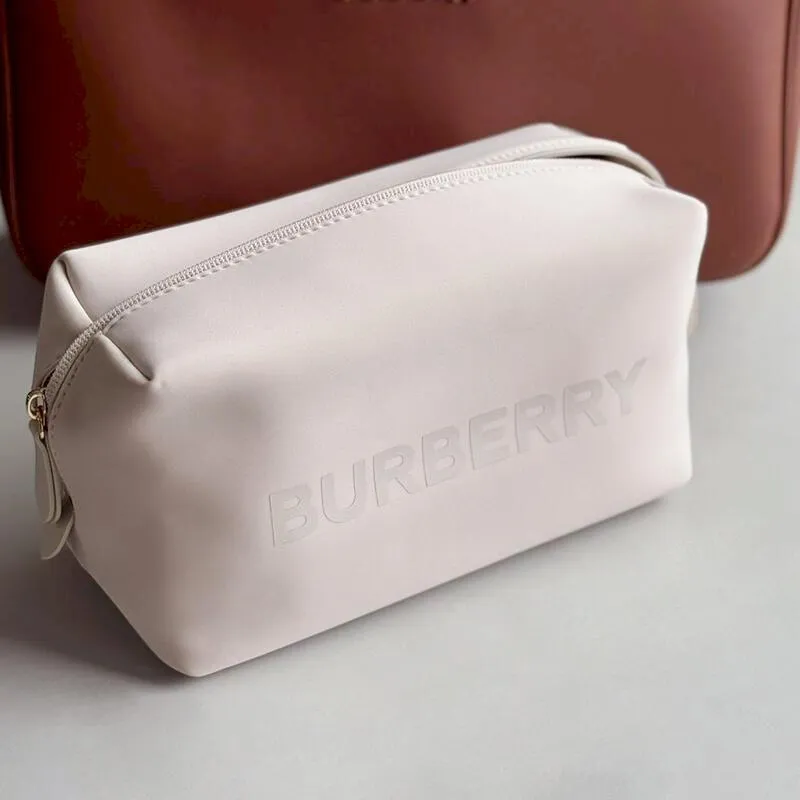 BURBERRY 巴寶莉 杏色 太空棉 手拿包 化妝包