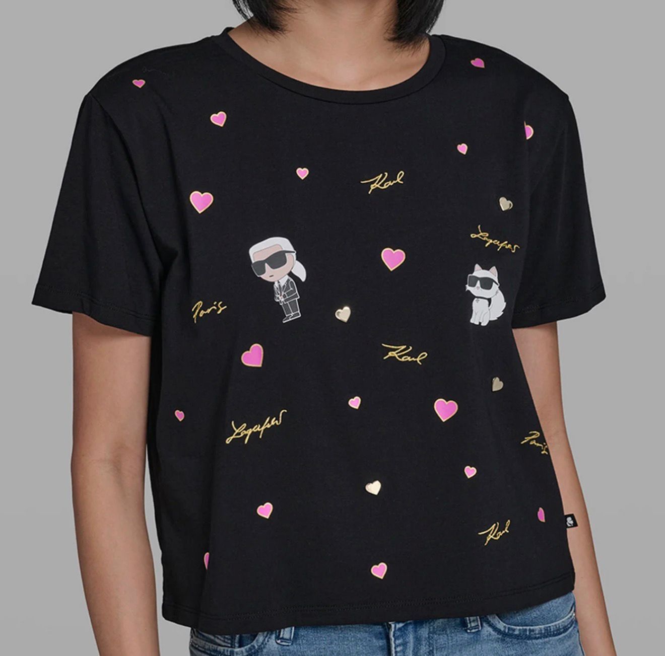 Karl Lagerfeld 女裝滿版短 Tee (黑) KL31