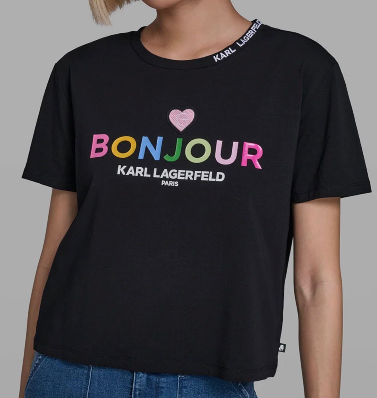 Karl Lagerfeld 女裝Bonjour 短Tee (黑) KL33