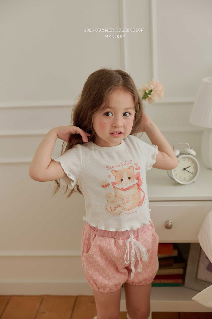 正韓夏MELIKEY 三色小白花麵包褲