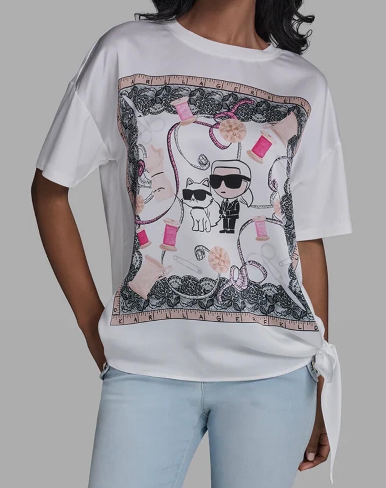 Karl Lagerfeld 女裝綁腰 Tee (白) KL27