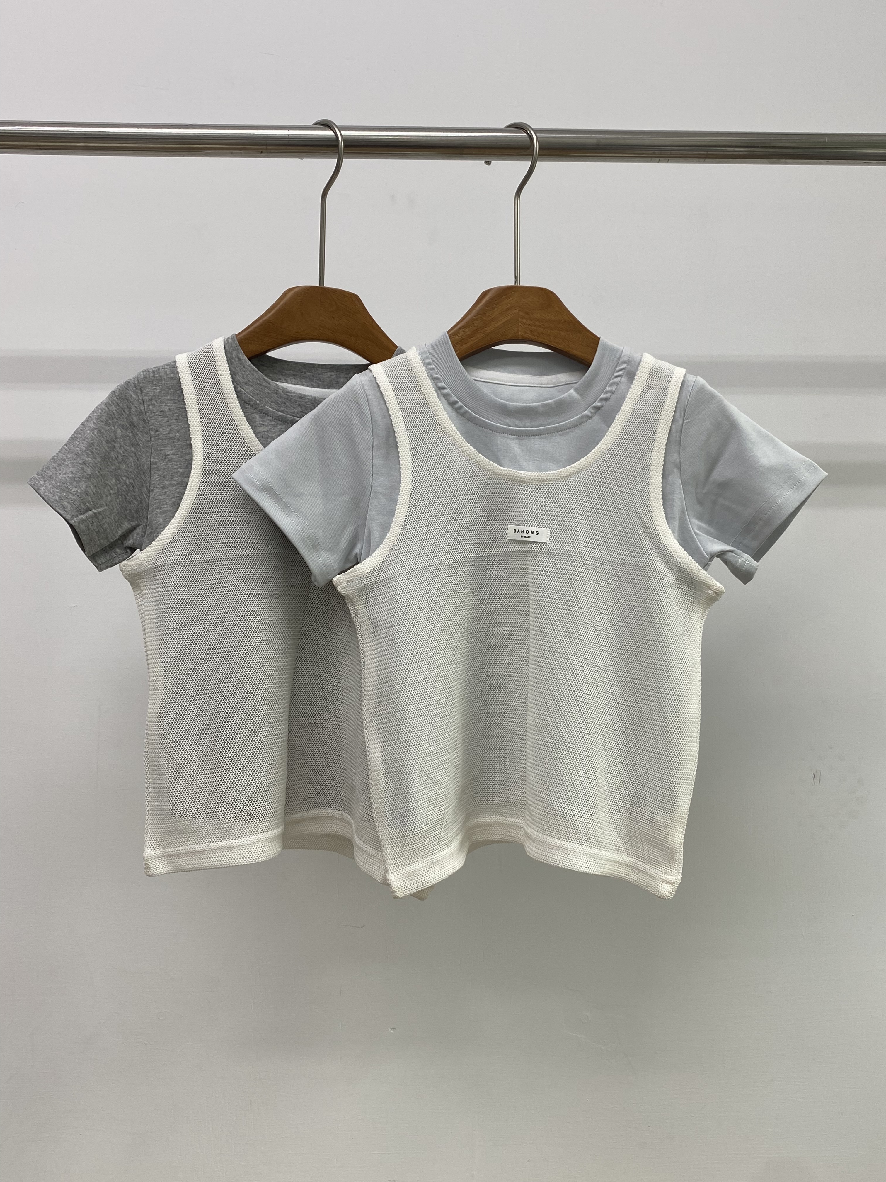 A04763網狀背心短袖兩件套