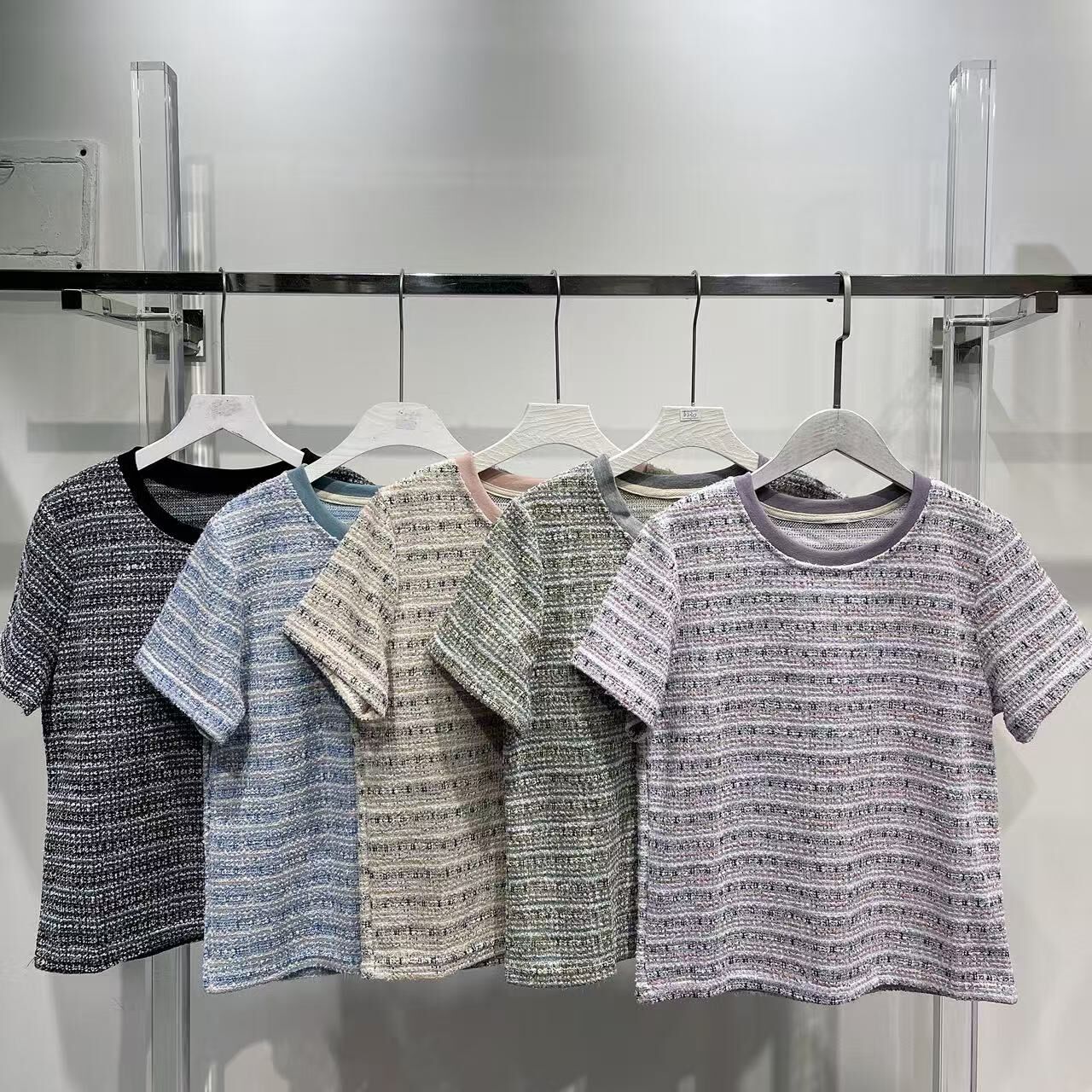 【預訂】拼色領Tweed紋TOP (K24-K28)