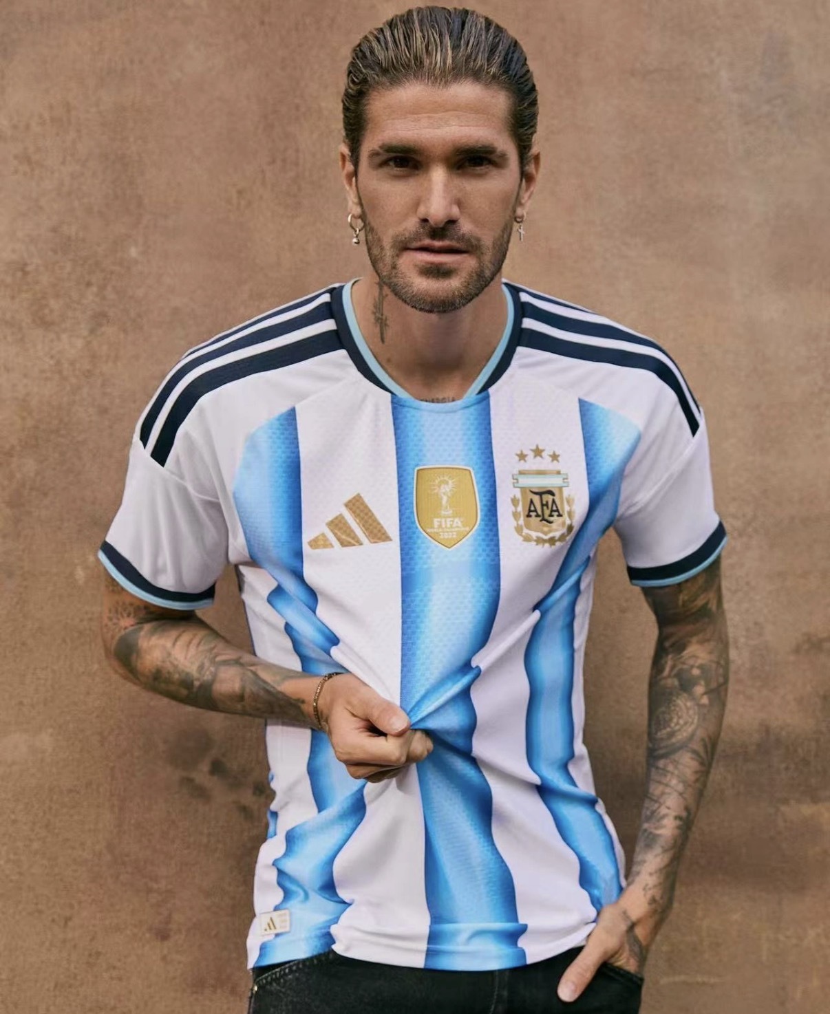 男女款 ADIDAS X FIFA AFA H JSY AU 白藍色 球員版 世界盃 阿根廷 足球 聯名款 針織緹花布 吸濕 排汗 涼爽 球衣 短T【JM5897】