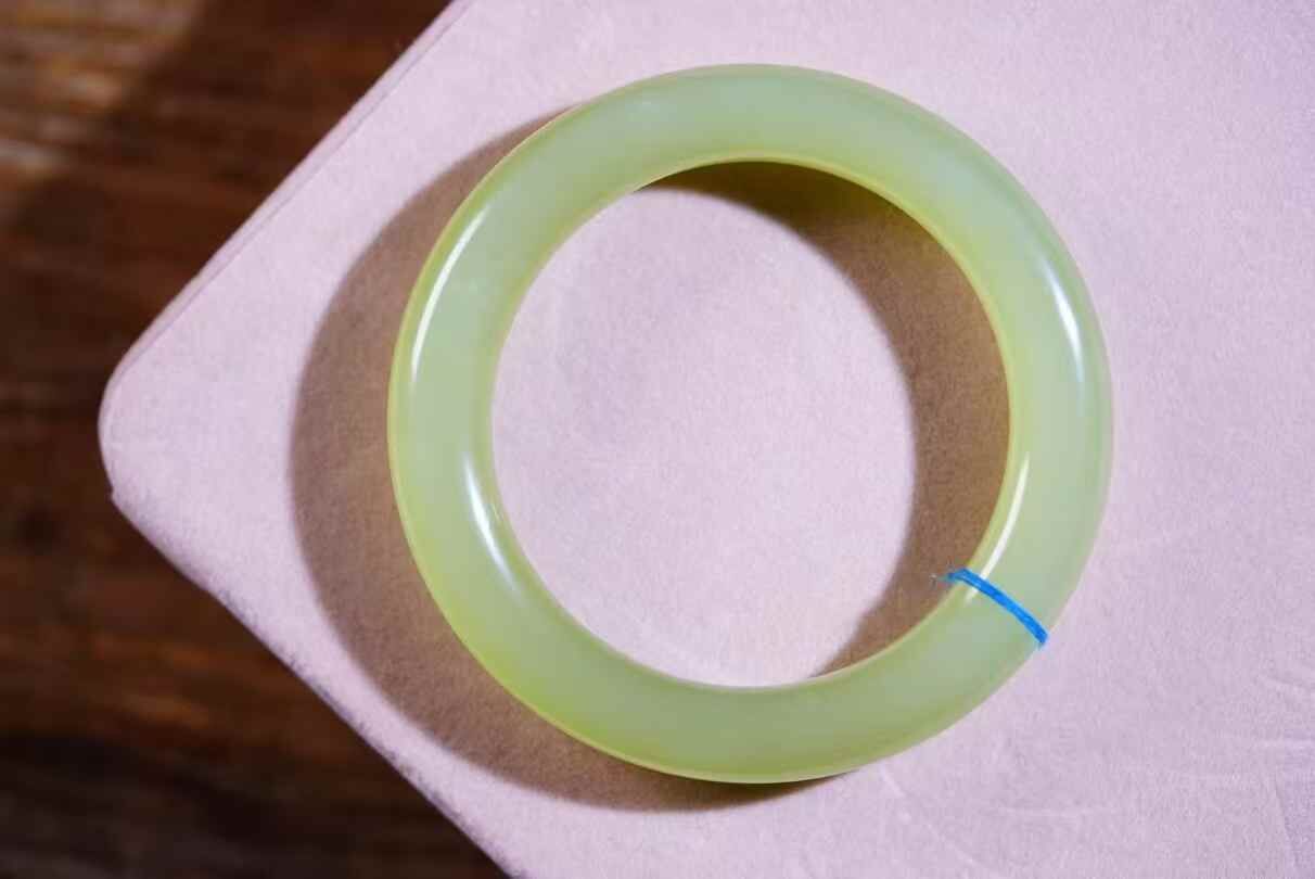 和田玉冰黃貓眼手鐲,天然和田玉軟玉