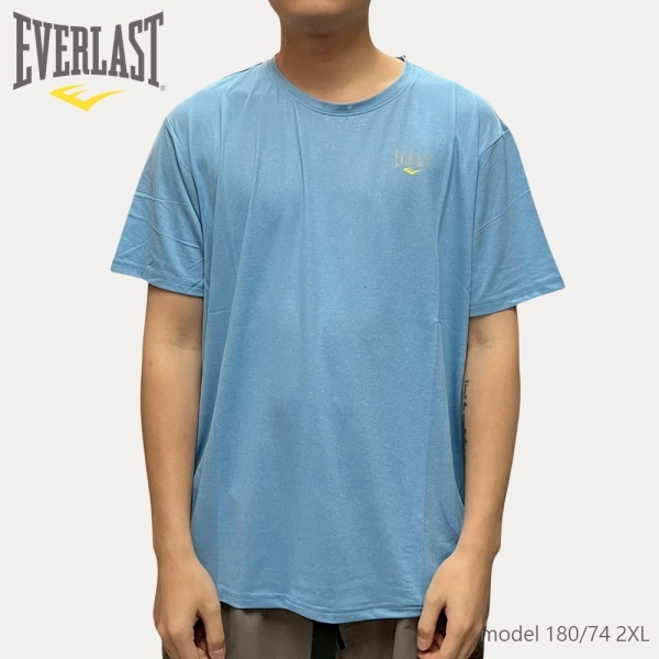 EVERLAST 短T 中藍 小LOGO 吸濕排汗 圓領 短袖 男 4221107782