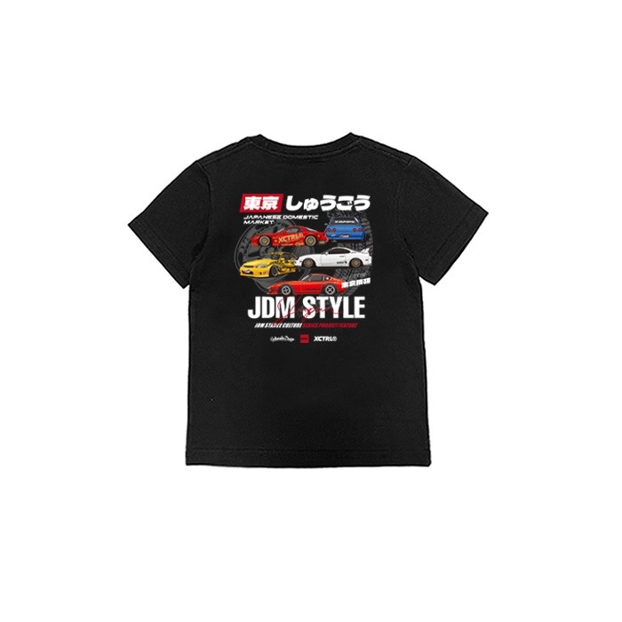 XCTRL x Gokuraku 極楽聯名JDM 東京大集合童裝短T-黑