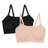 [S] DKNY BLACK/SAND DKNY SIMLESS LIGHTE WEAR RIB BRALETTE, DK8426P2-BLACK/SAND (SD1872)