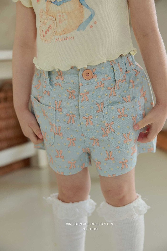 正韓夏MELIKEY 兩色甜美蝴蝶結短褲