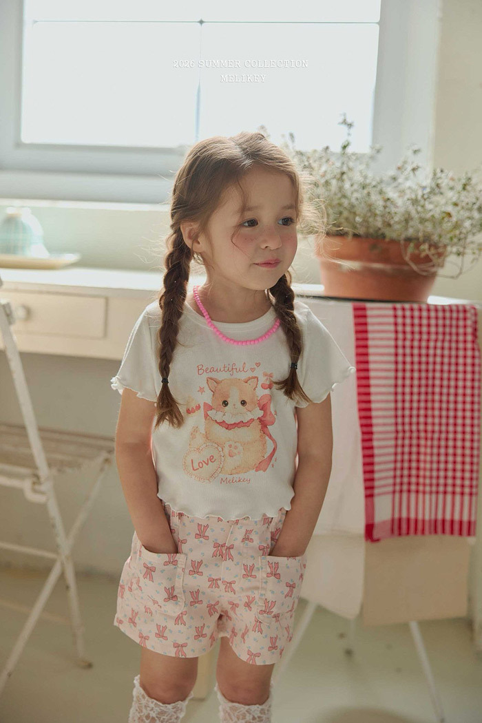 正韓夏MELIKEY 兩色甜美蝴蝶結短褲