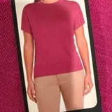 [S] BANANA REPUBLIC PINK WOMEN'S LINEN BLEND SHORT SLEEVE TOP, 1859461-PINK (SZZ1131)