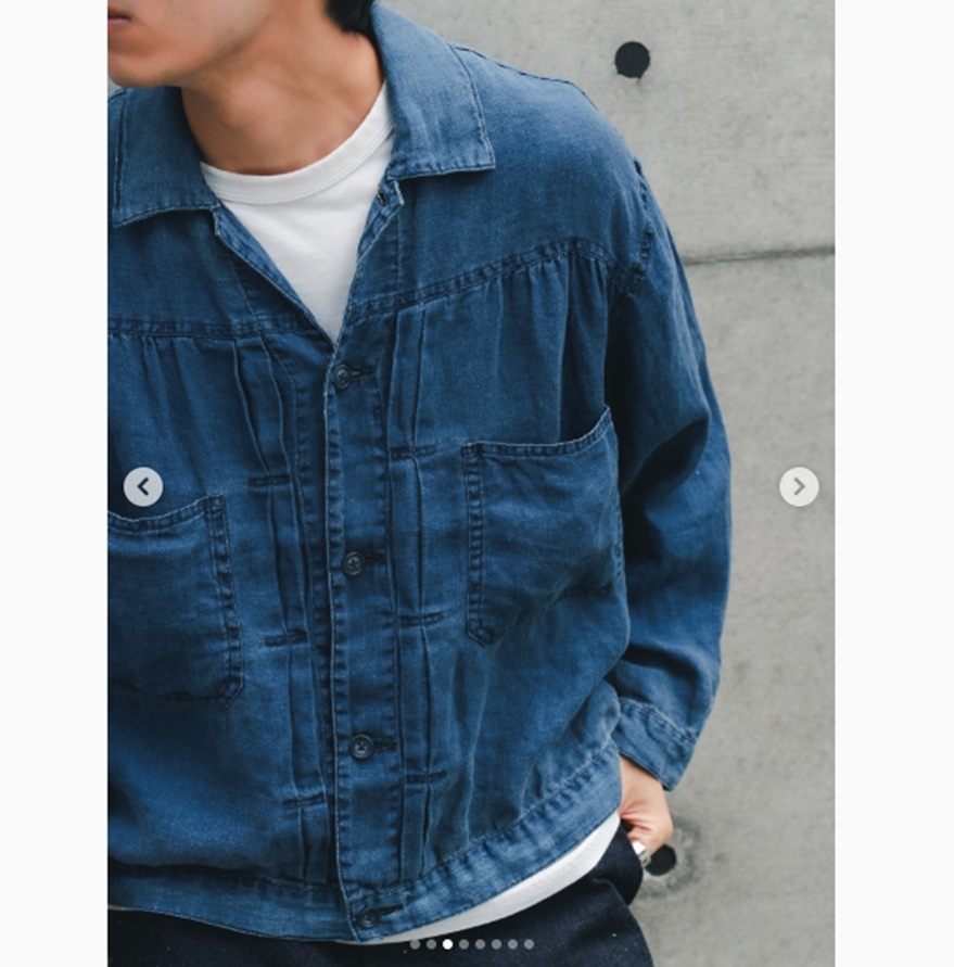 LAST PCS: PORTER CLASSIC INDIGO LINEN SHORT JACKET - SIZE 2 PRE ORDER ITEM (預訂中)