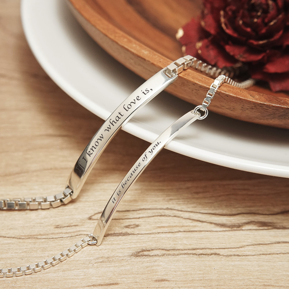 小微笑手鍊 刻字款 情侶手鍊 925純銀手鍊 客製化訂製 情侶銀飾