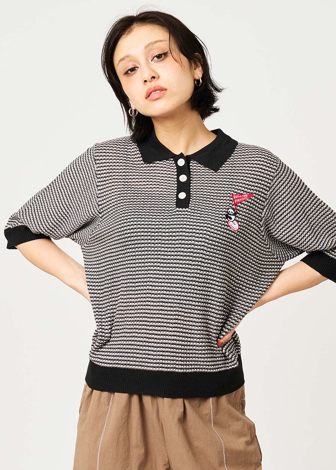 日本預訂 graniph GH Rolling Panda's Donuts | Knit Polo Shirt