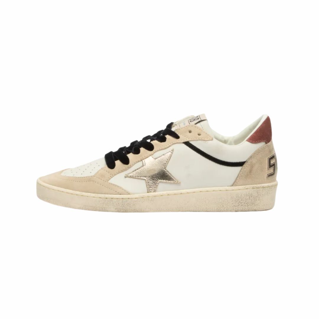 1FF0101-605 [GOLDEN GOOSE] Ball Star Sneaker White, Beige & Platinum White (SS26) #GWF00746 F008146-83252 (S-EU-E)