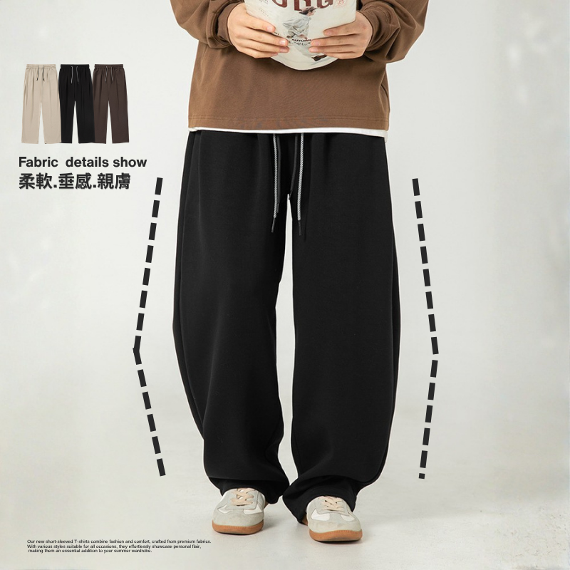 日系街頭 柔軟垂墜感打褶寬棉褲