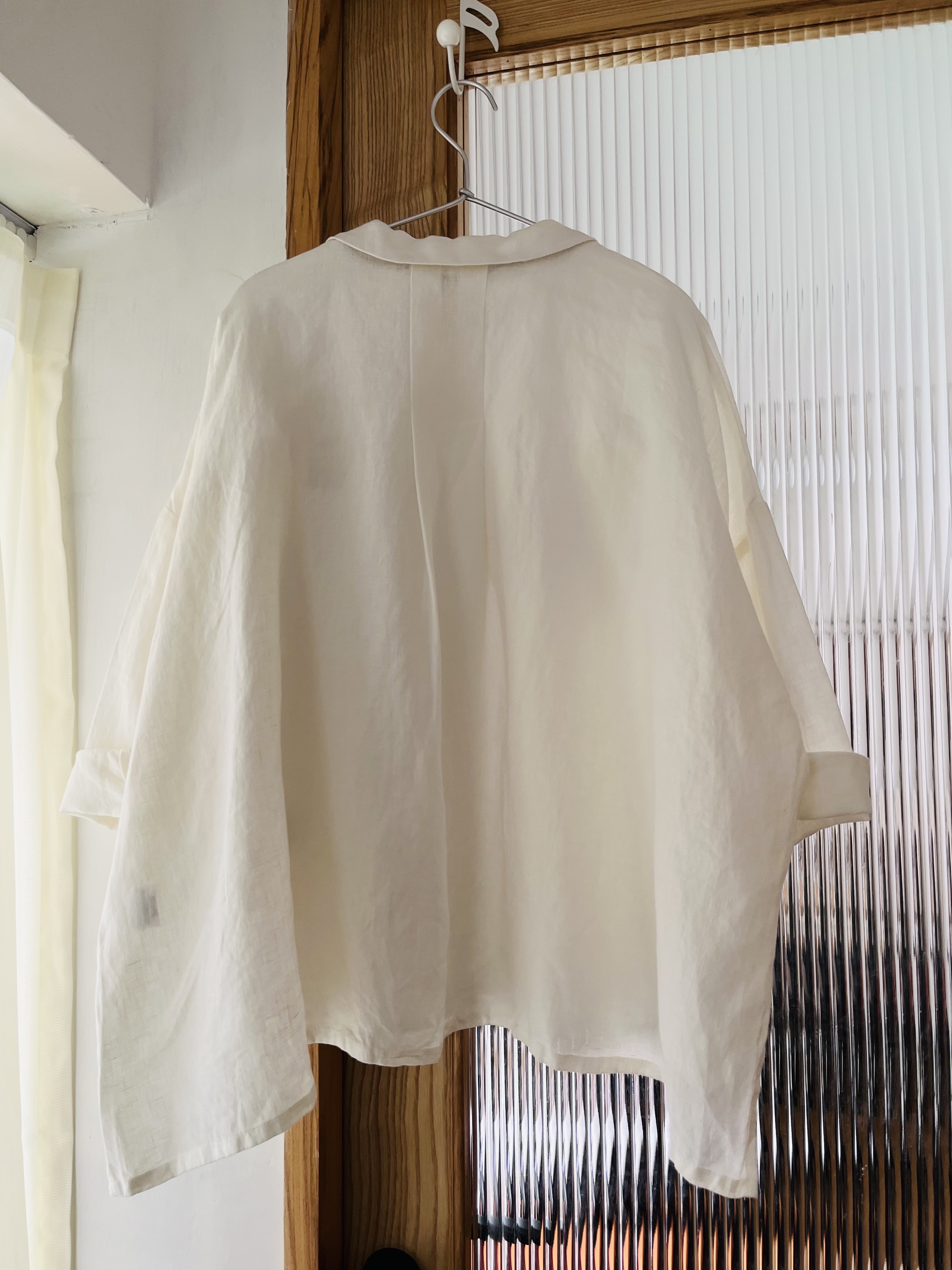 blue willow米白色麻質top