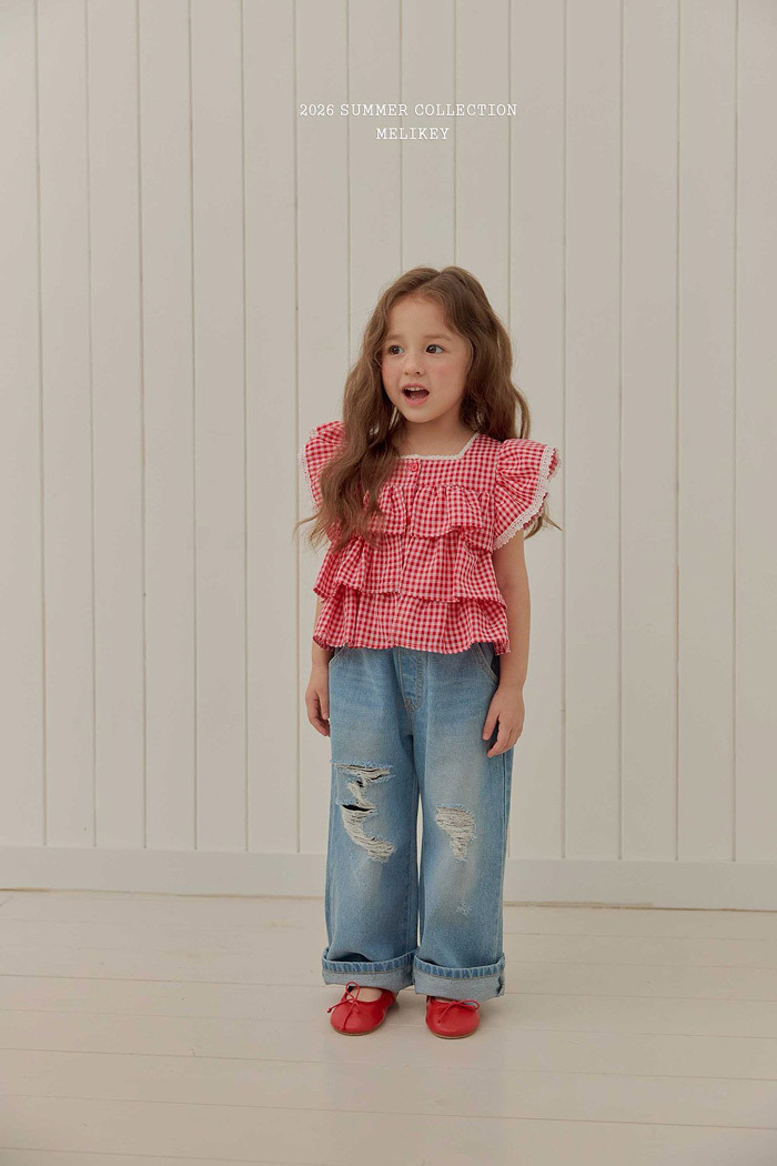 正韓夏MELIKEY  個性破壞原色牛仔褲