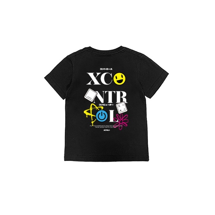 XCTRL童裝 塗鴉電腦鍵盤童裝短T-黑