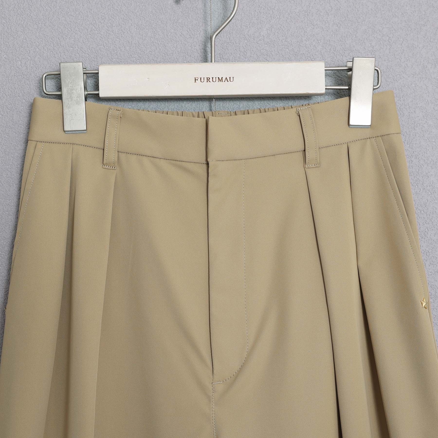 時尚直筒雙摺褲（卡其）