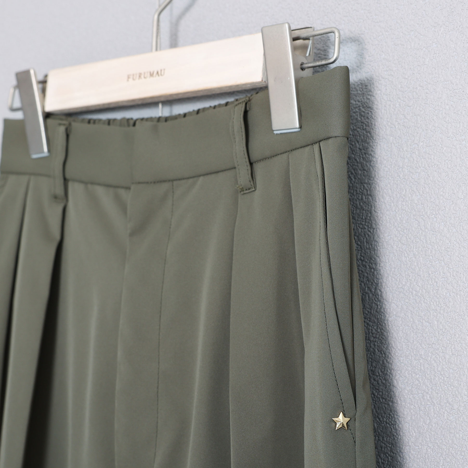 時尚直筒雙摺褲（綠）