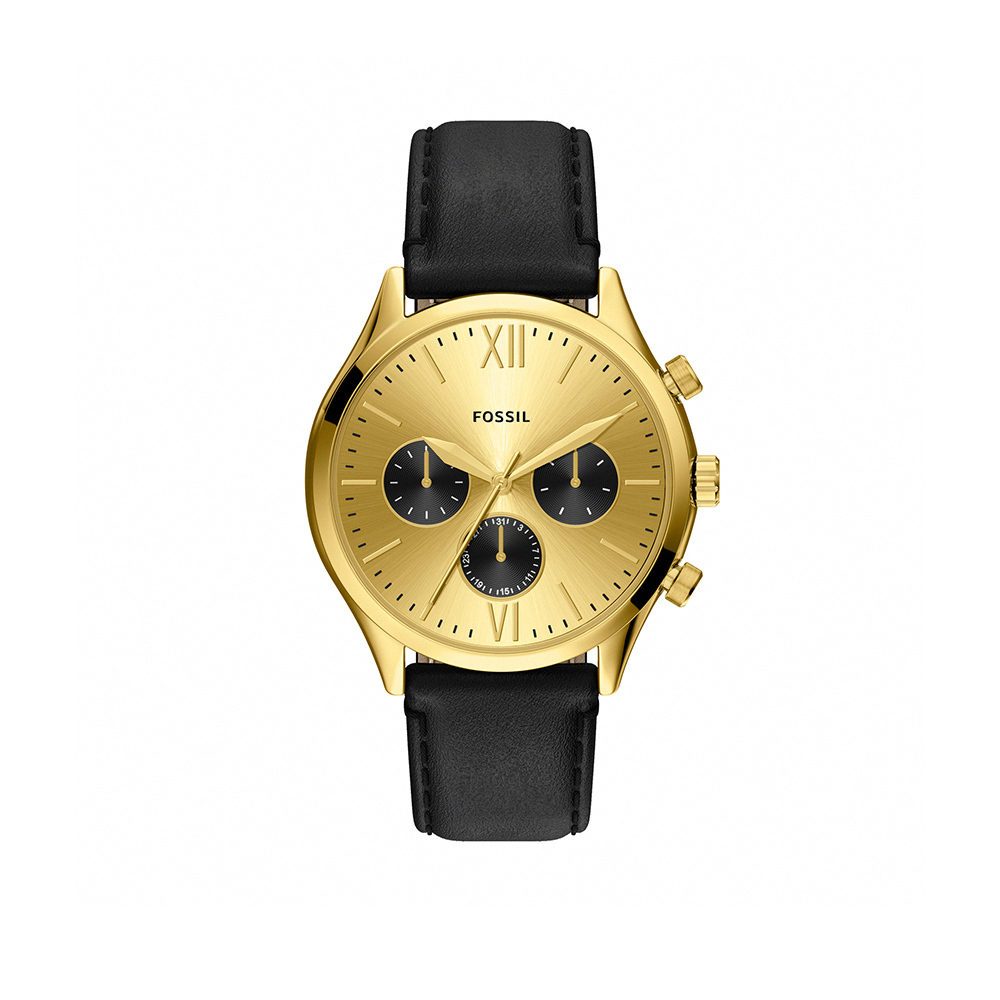 Fenmore 經典三眼計時手錶 黑色真皮錶帶 44 MM BQM7133