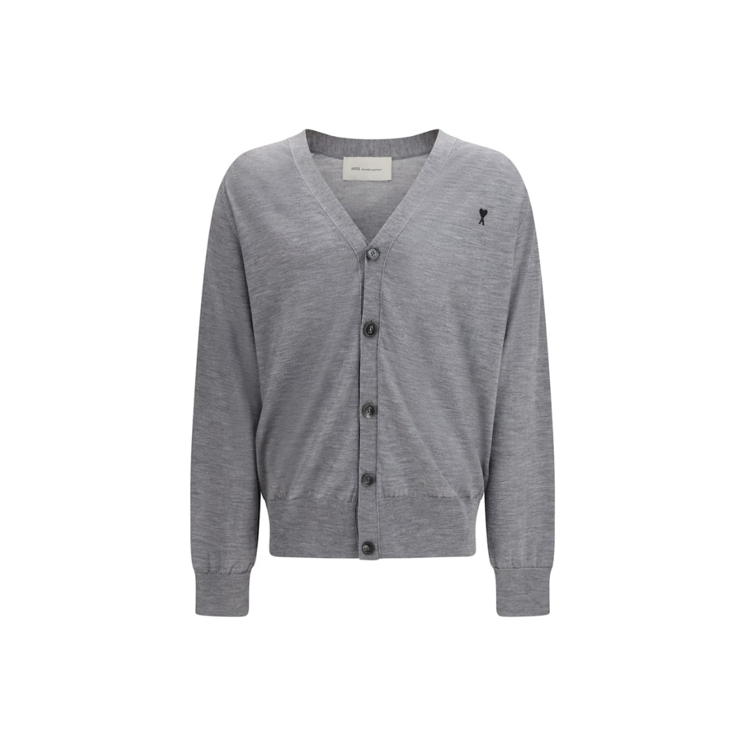 1FF0101-420 [AMI PARIS] Cardigan Grey (SS26) #HKC384.KN0039.0504 (C-EU-E)