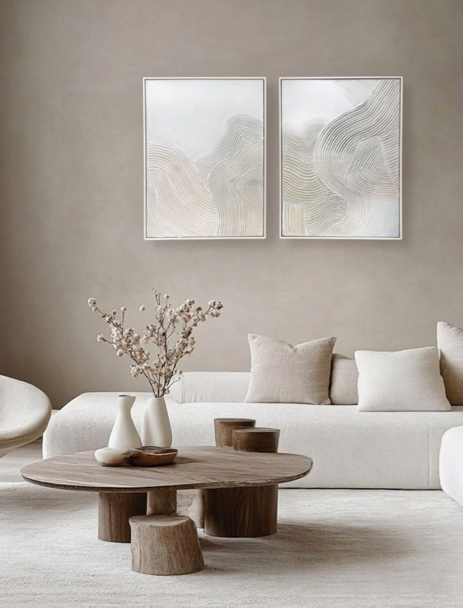 線條雪霜畫作 兩件組