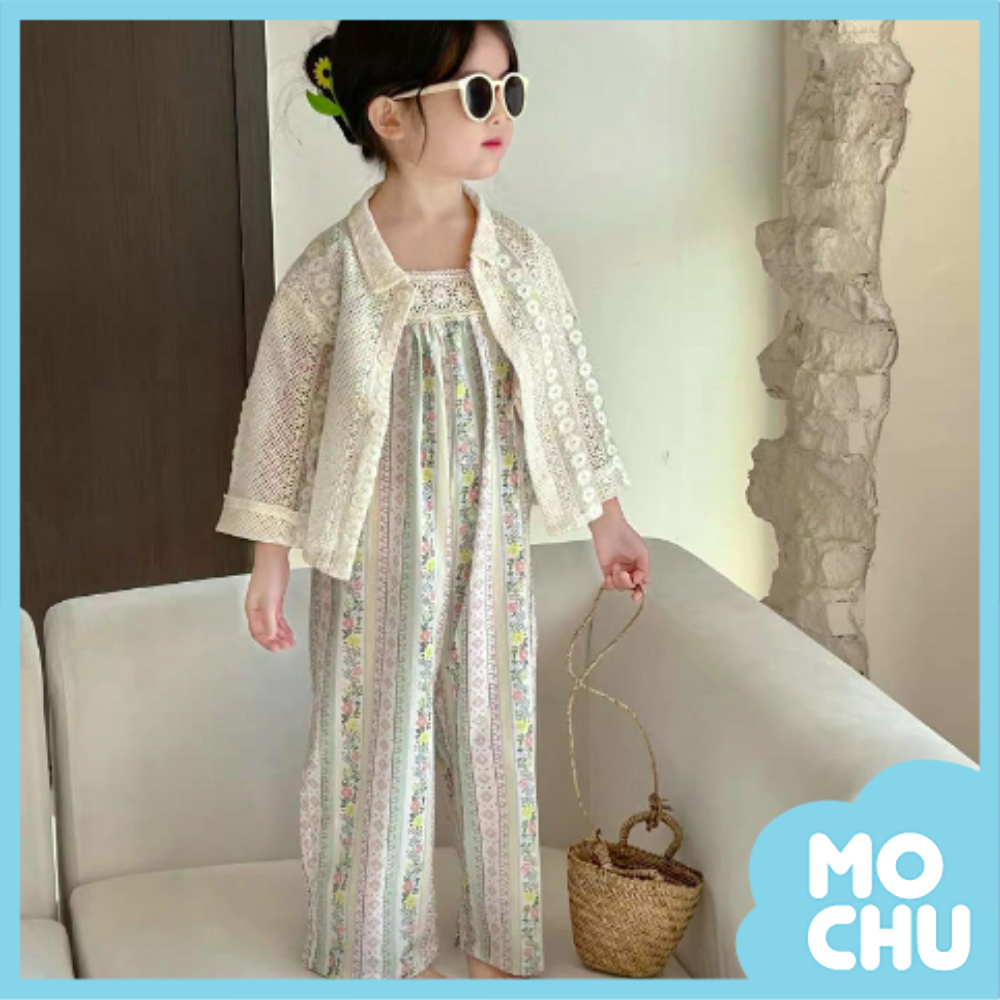 波西米亞連身褲+縷空外套套裝