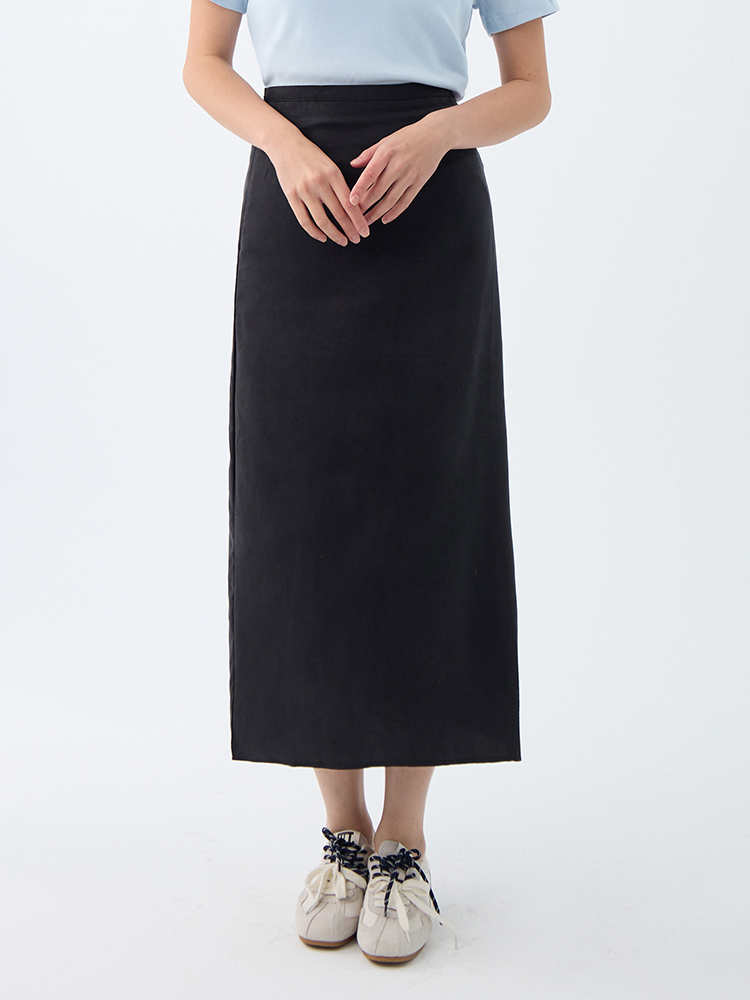 天絲絨後開衩半身裙