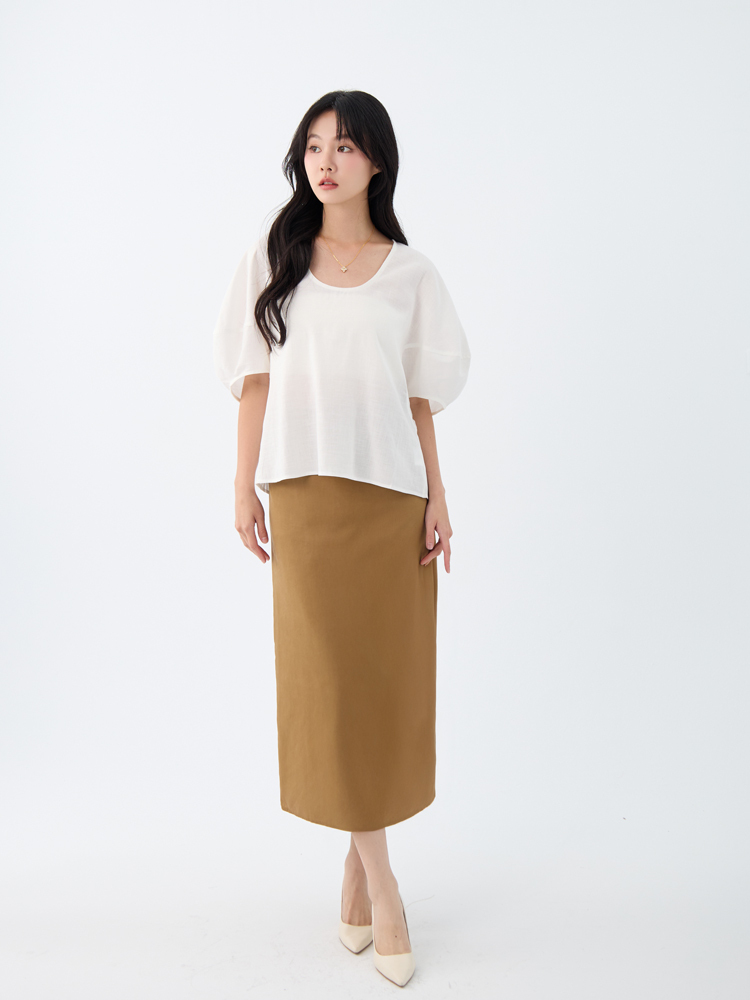 2603 天絲絨後開衩半身裙