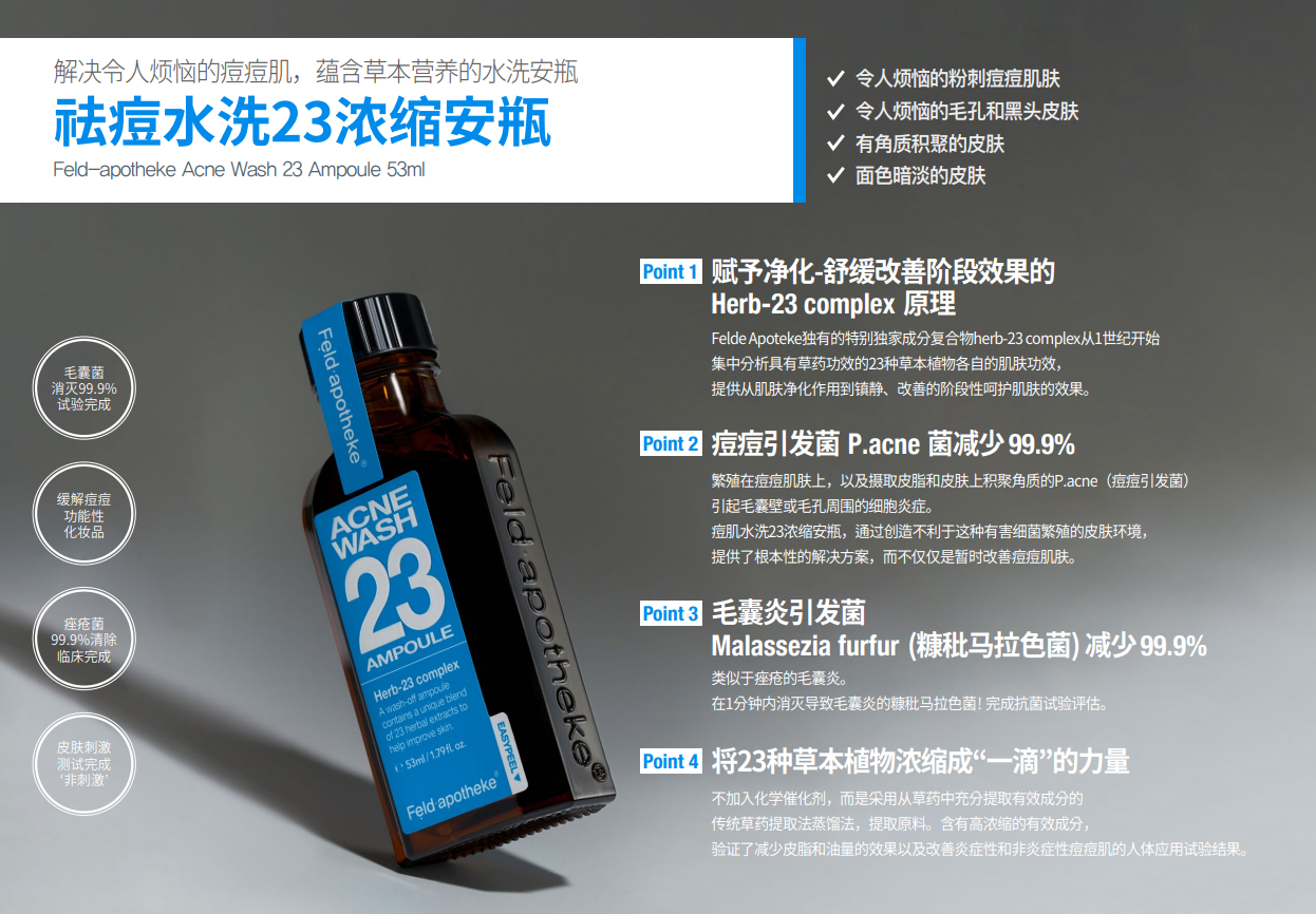 BN260330-F5-Feldapotheke-祛痘水洗23濃縮安瓶-ACNE WASH 23 AMPOULE-53ML-(EXP-) 送專用泵頭