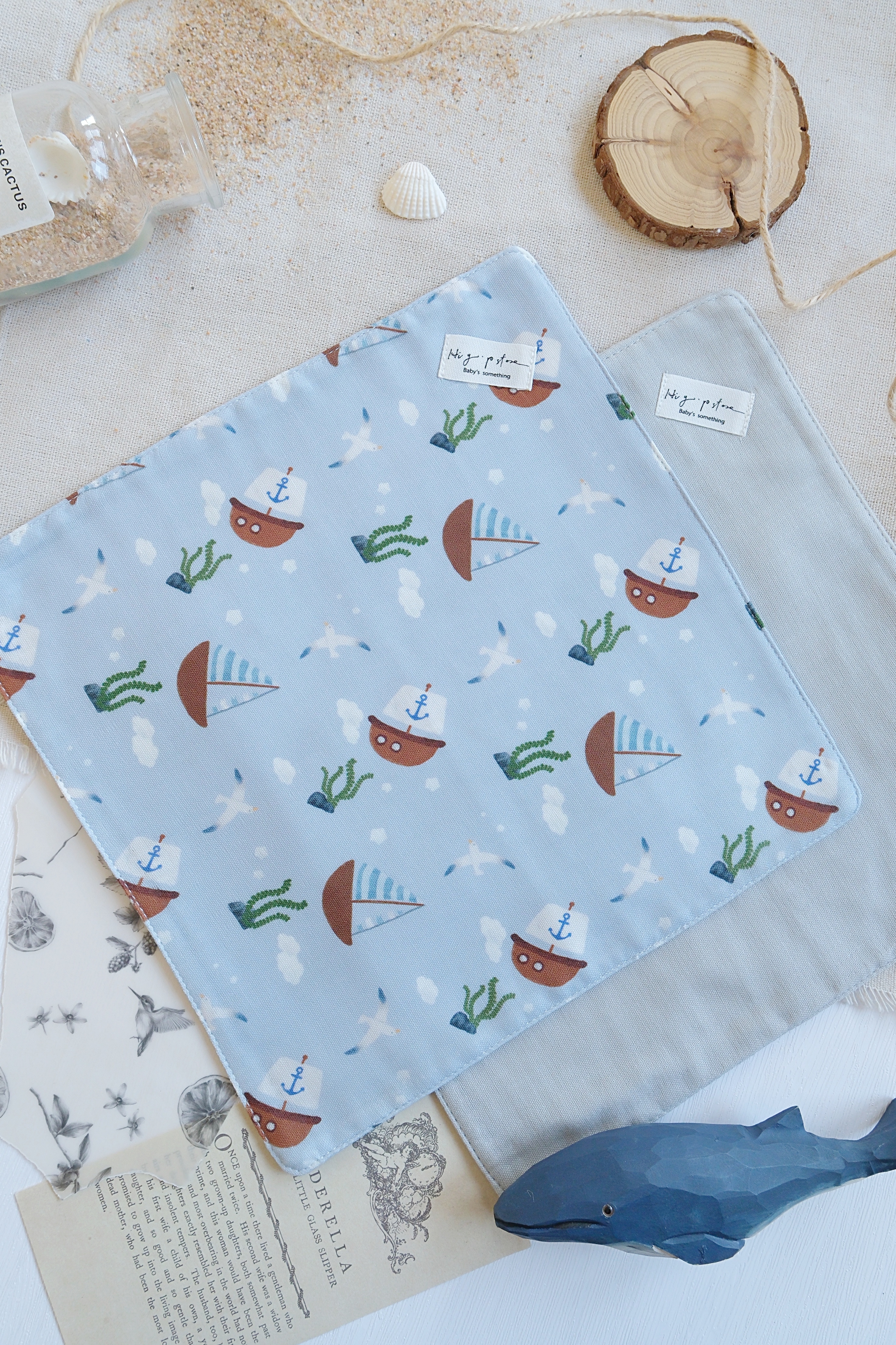 Hi Y.P store-手作六層紗紗布巾-獨家設計款-航海日記（2件組)