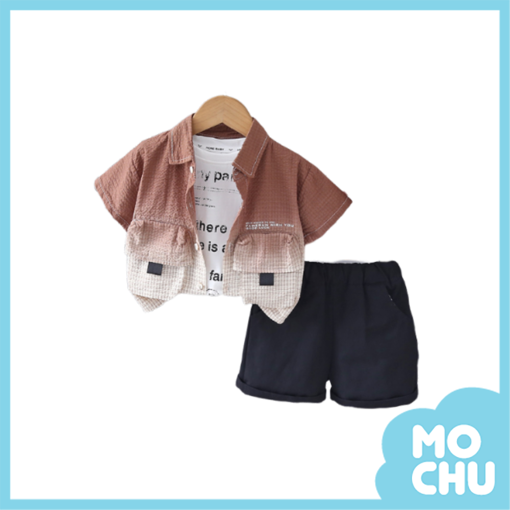 漸層染格紋三件式套裝(二色)