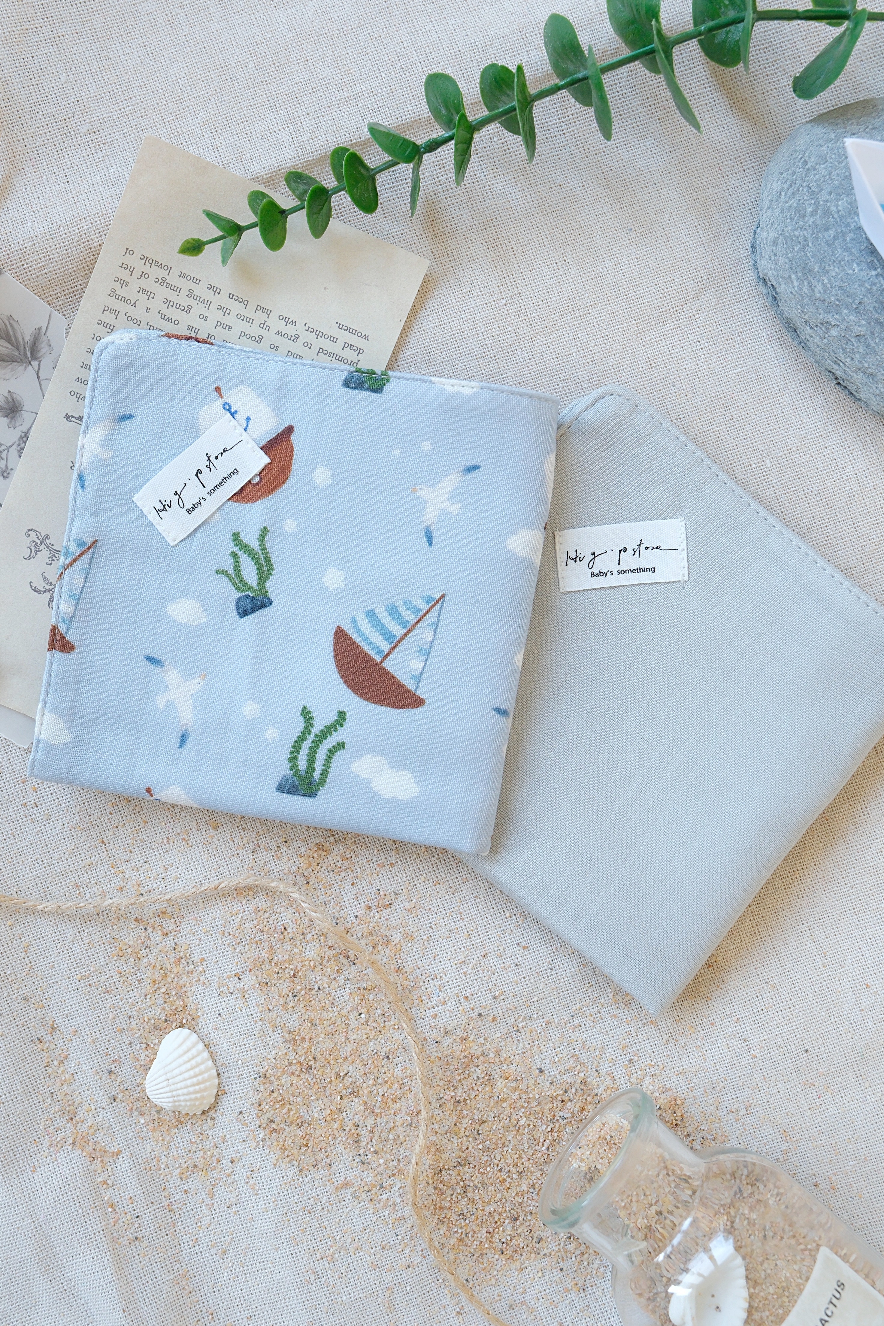 Hi Y.P store-手作六層紗紗布巾-獨家設計款-航海日記（2件組)