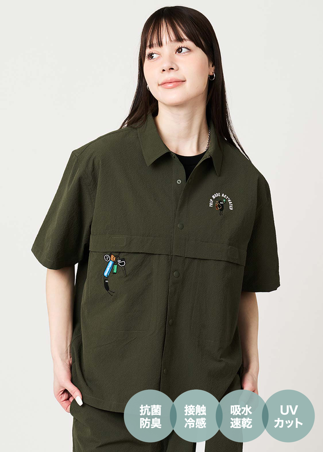 日本預訂 graniph GH Beautiful Shadow Road Trip | Pocket Short-Sleeve Shirt