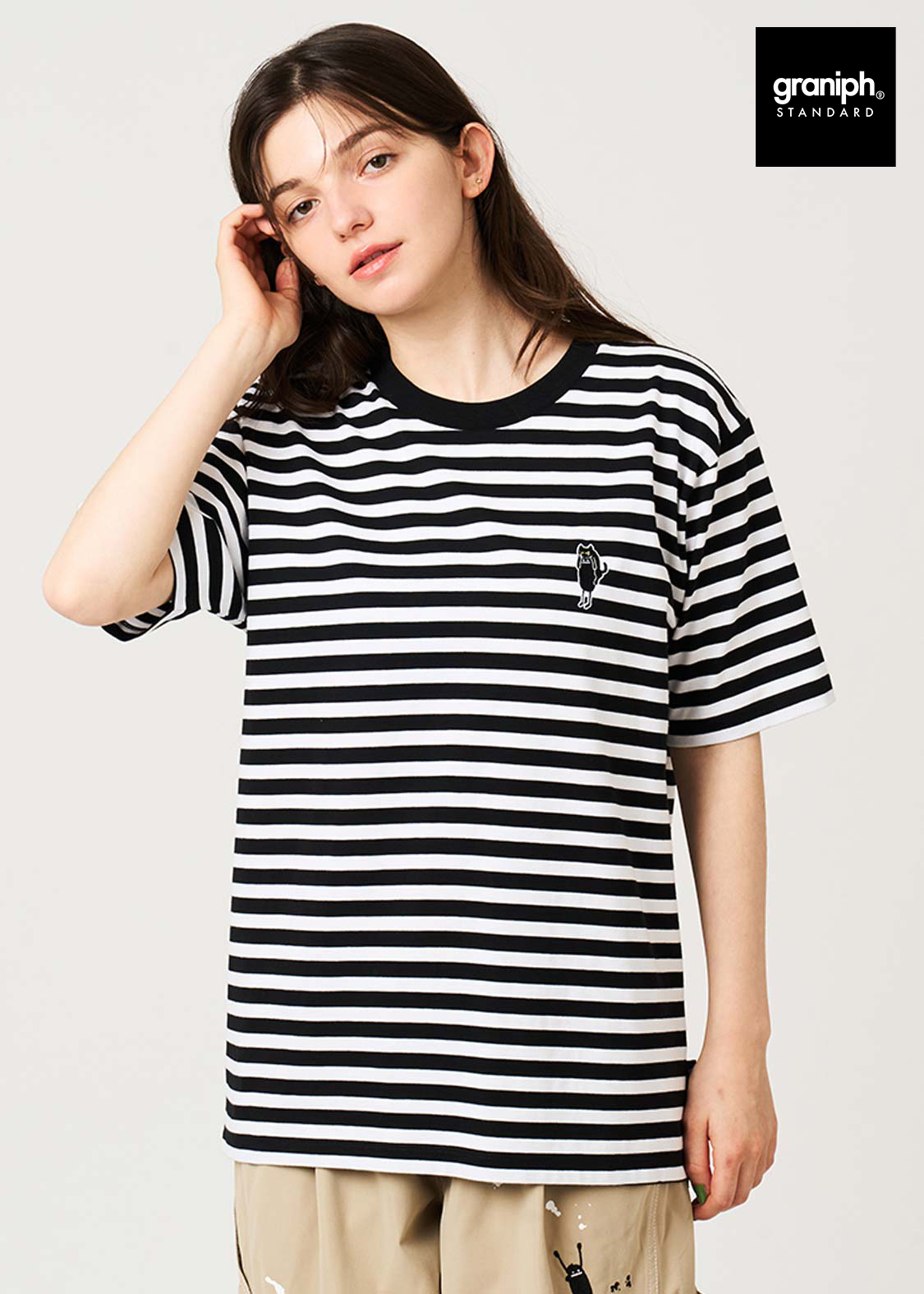 日本預訂 graniph GH Nekokaburi Beautiful Shadow | Border T-shirt