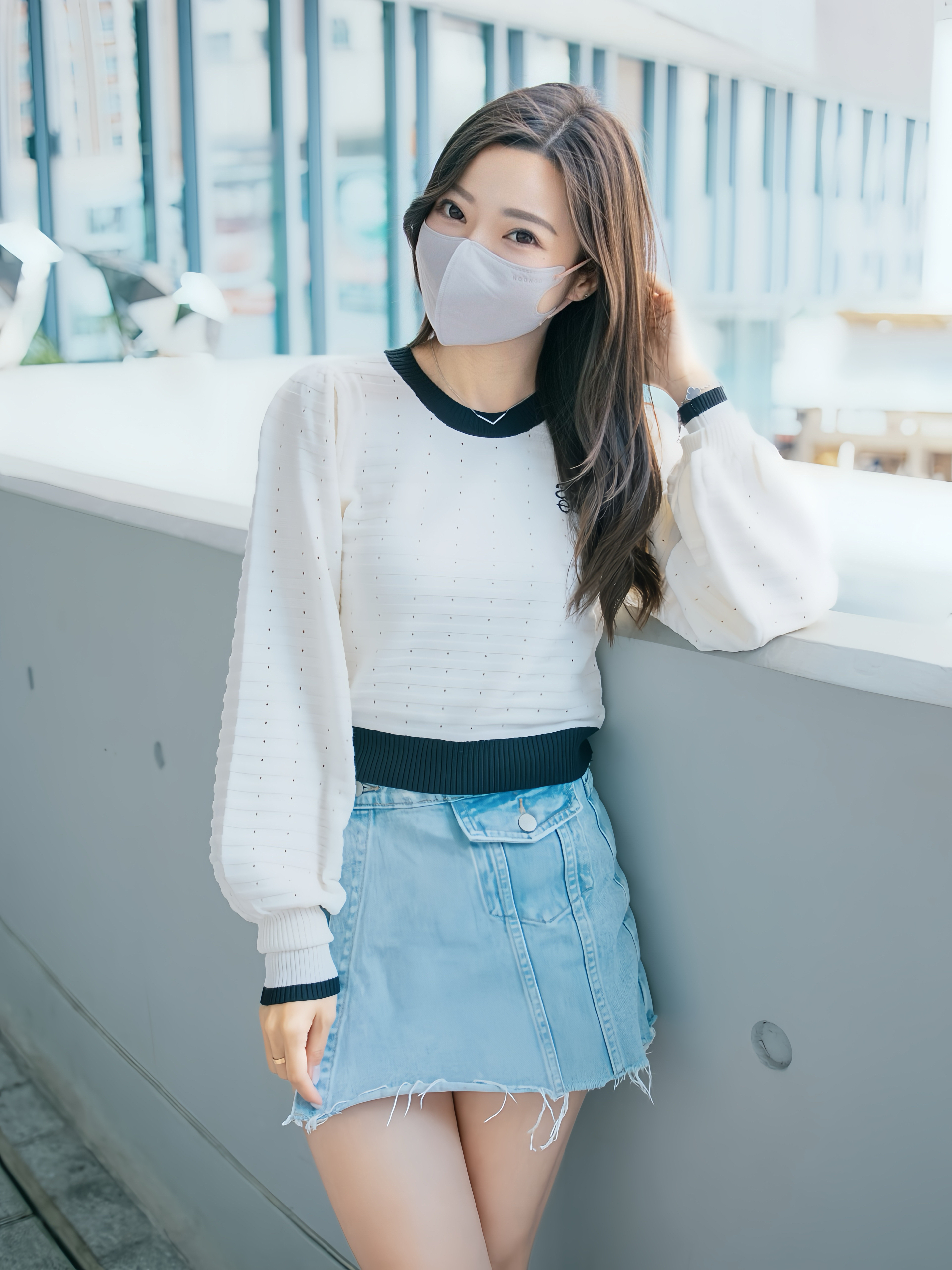 A Nod for Garden // 3D 拼色耳帶摺疊防護成人口罩 (淺黃及藕紫色) - 中碼