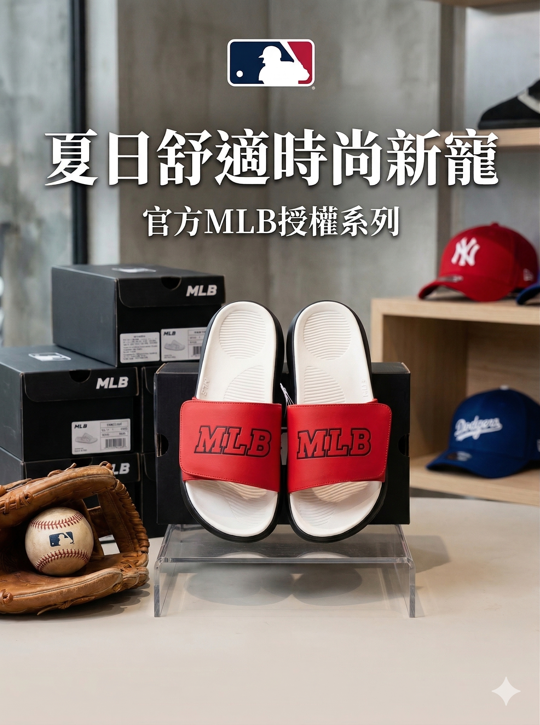 【直播】MLB LX0330704 休閒拖鞋 (紅色)