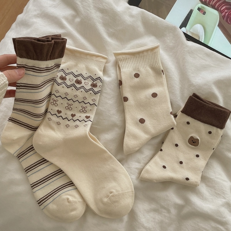 《03303》奶咖色熊熊系列襪子